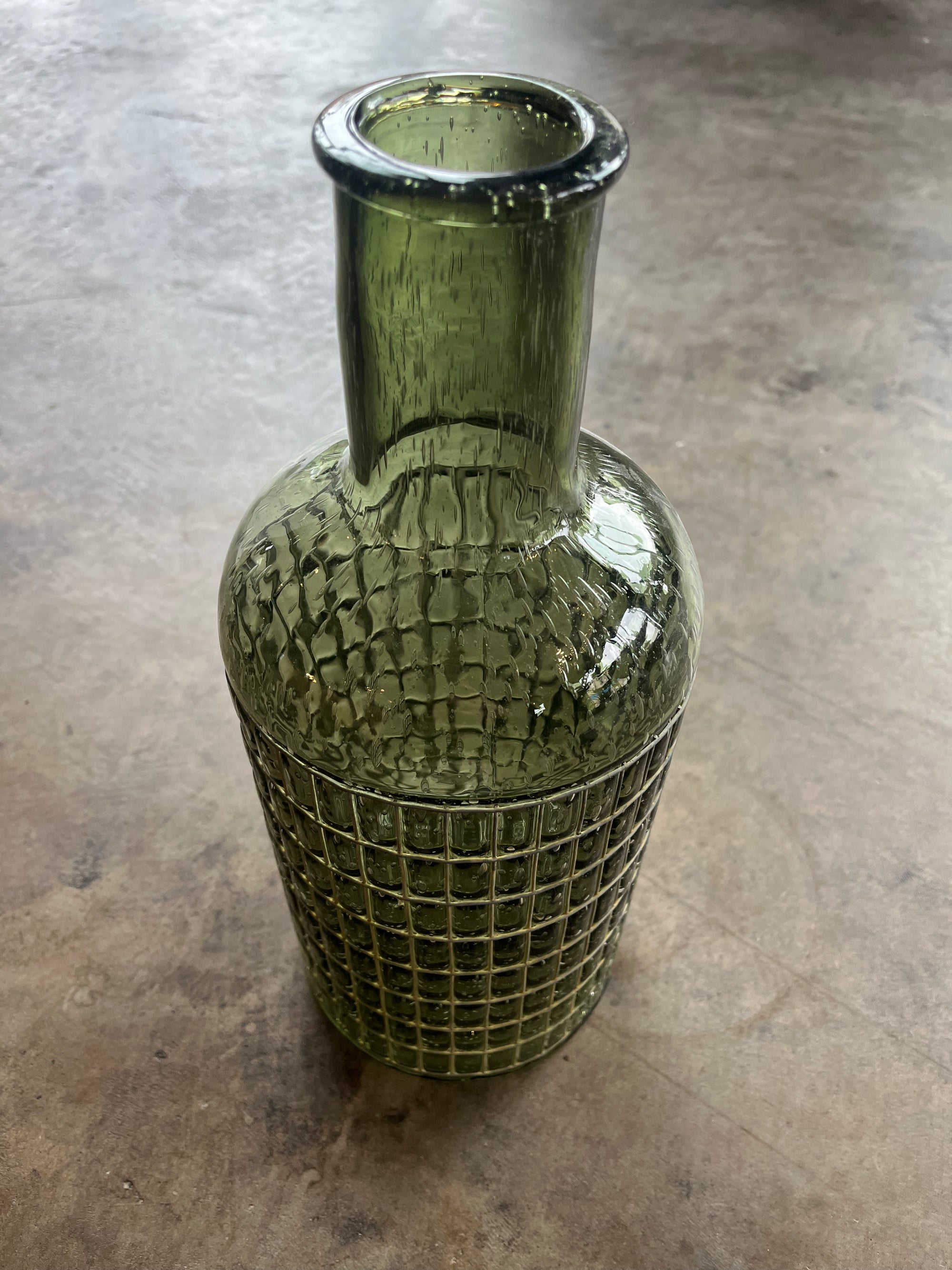 Green Glass Tall Heirloom Vase