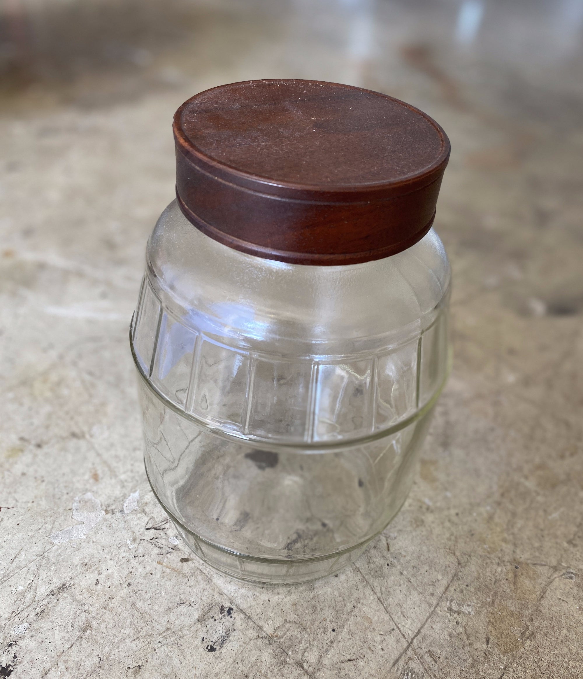 Large Barrel Canister With Wood Top