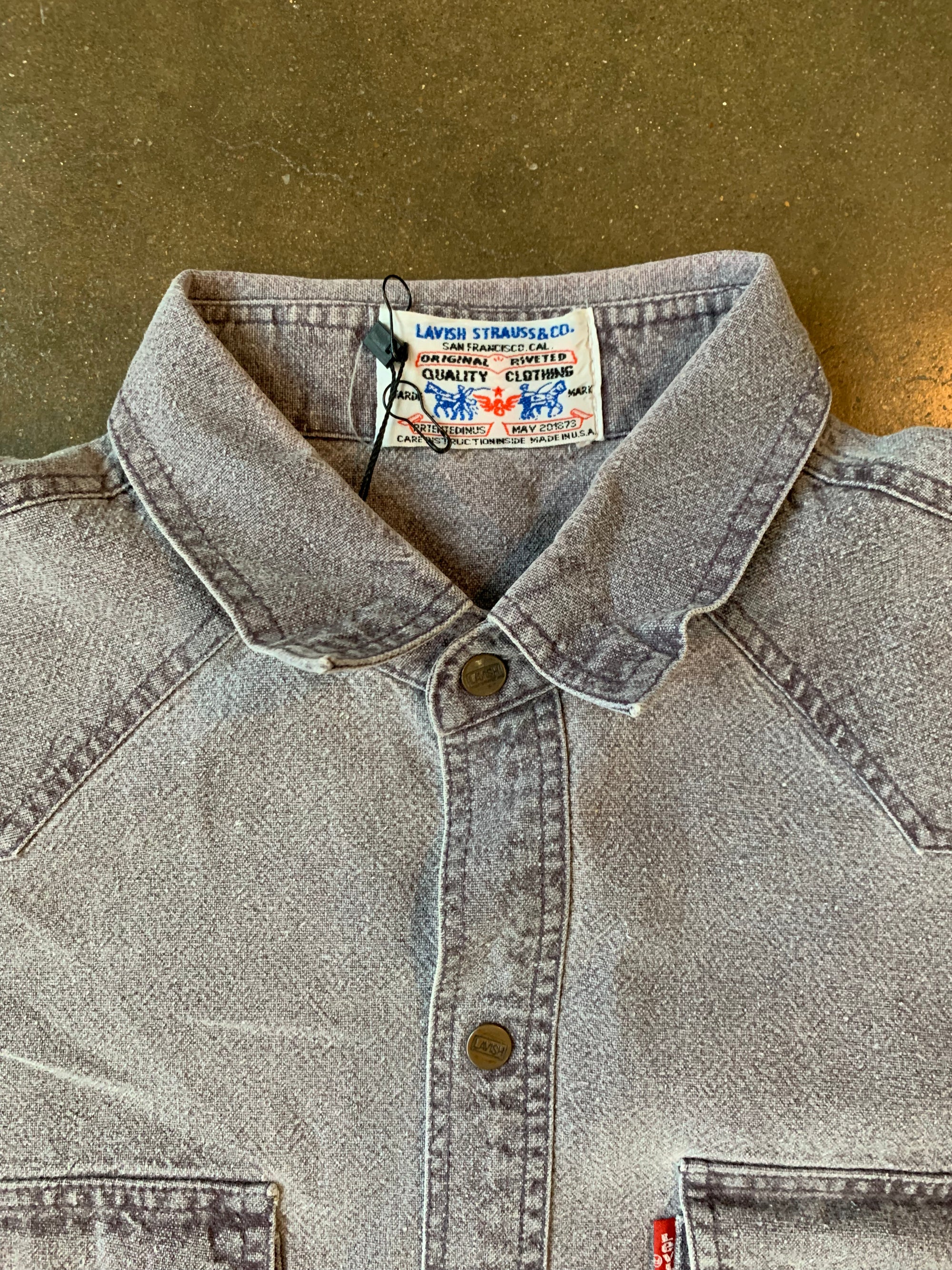 Vintage Lavish Washed Plum Denim Snap Shirt