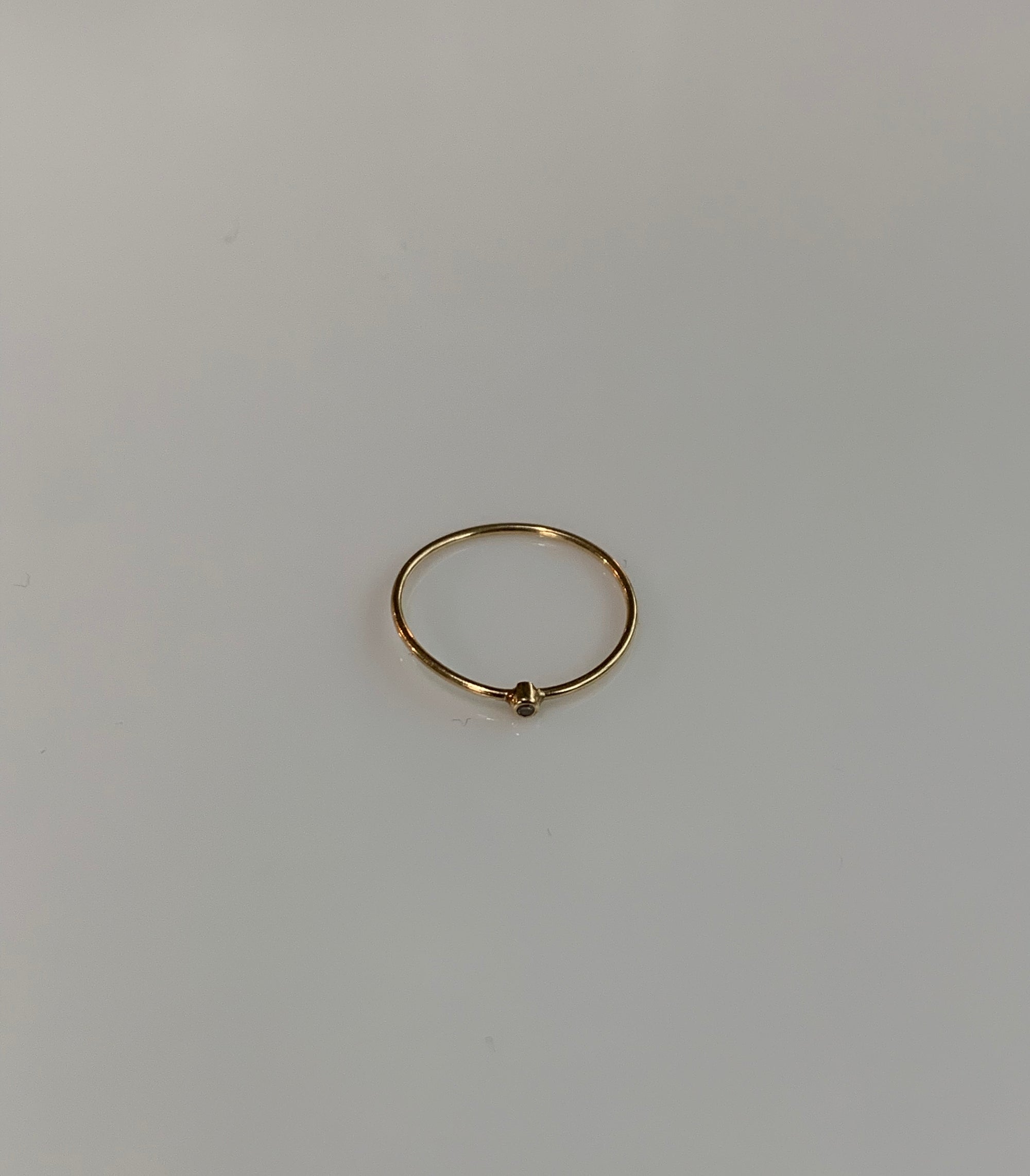 14k Gold Single White Diamond Stack Ring
