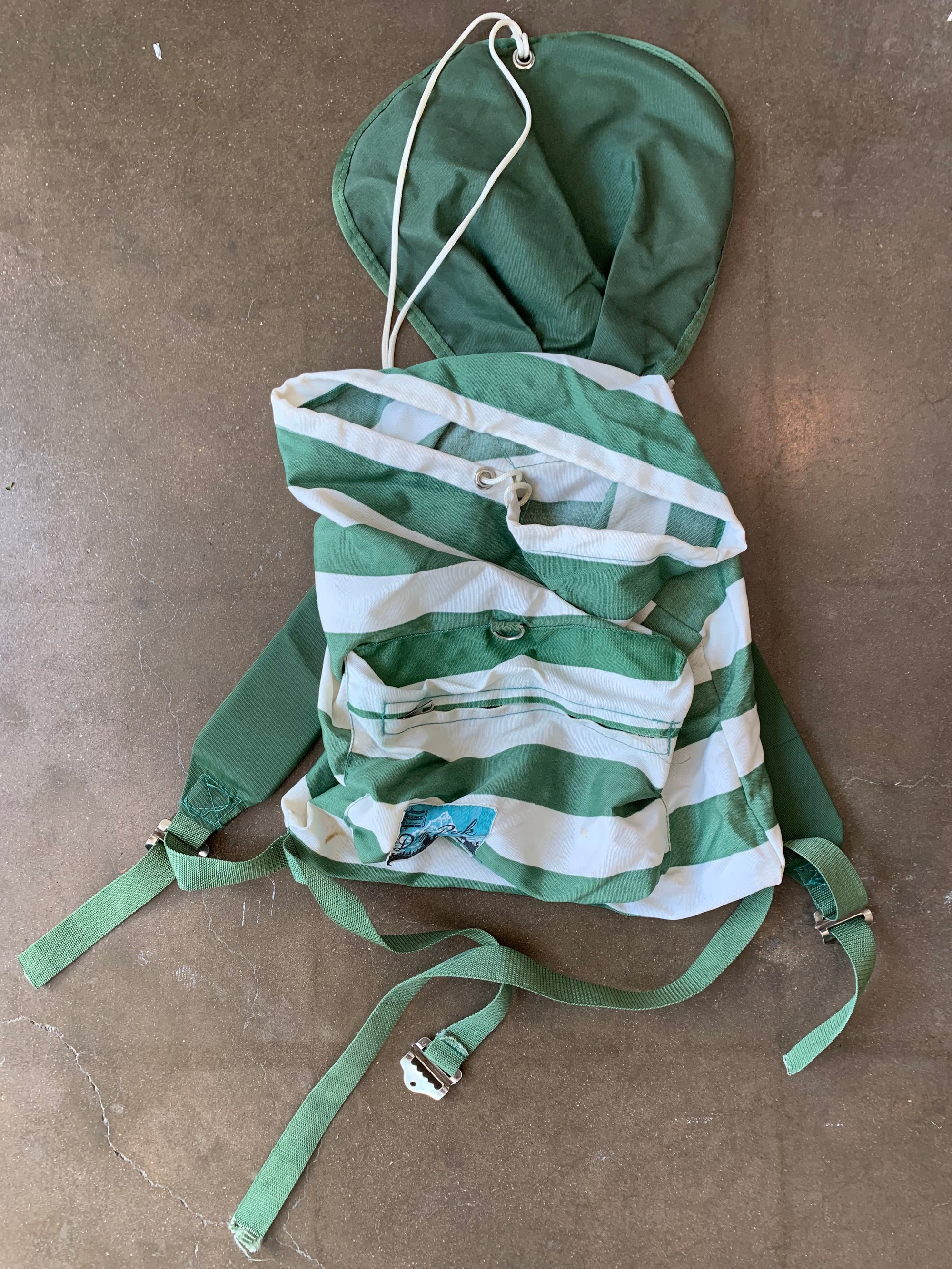Canvas Day Pak Green Striped Backpack