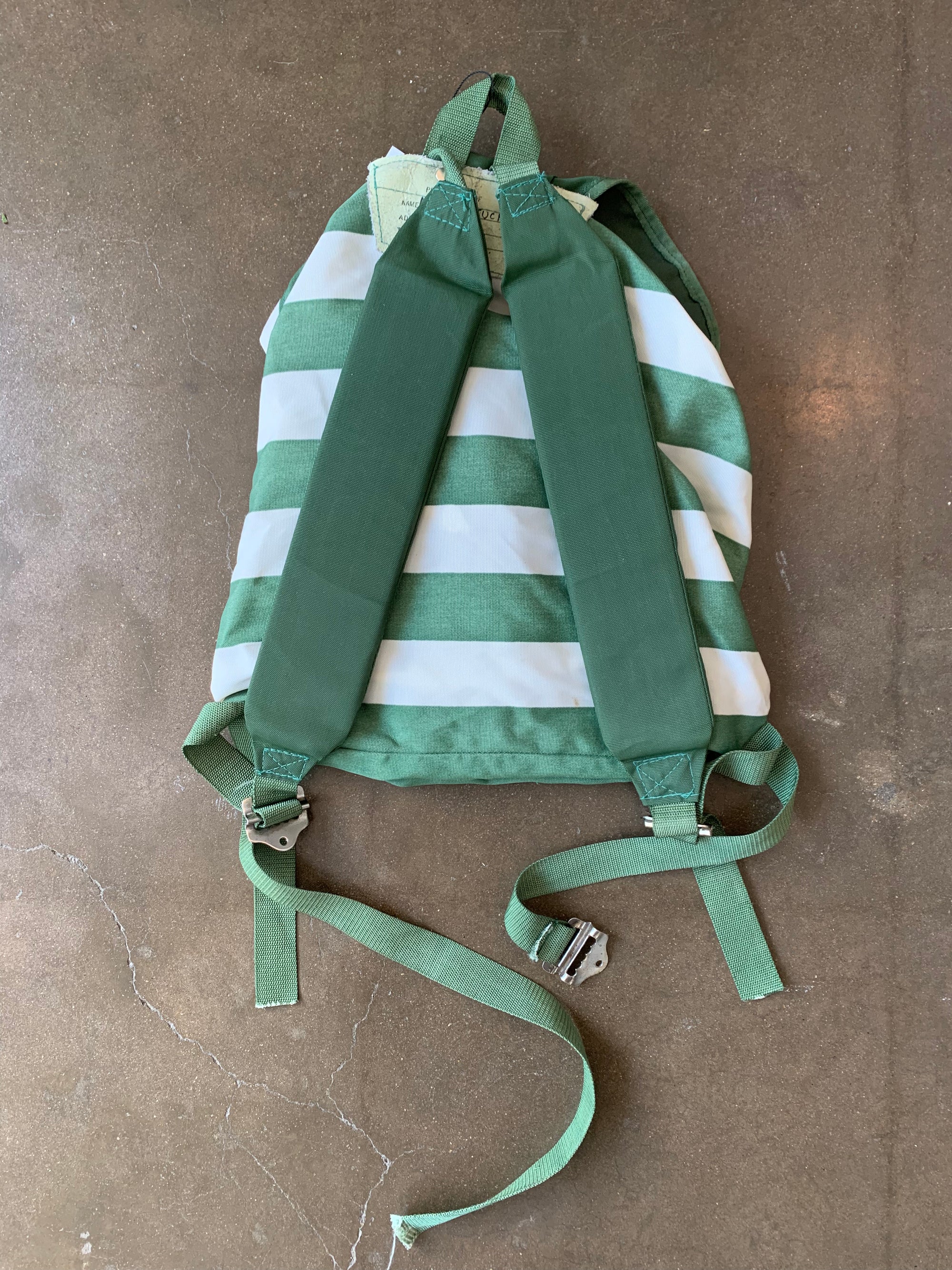 Canvas Day Pak Green Striped Backpack