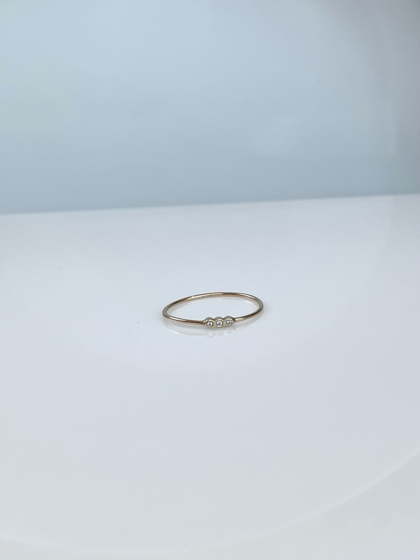 14k Gold Triple White Diamond Stack Ring