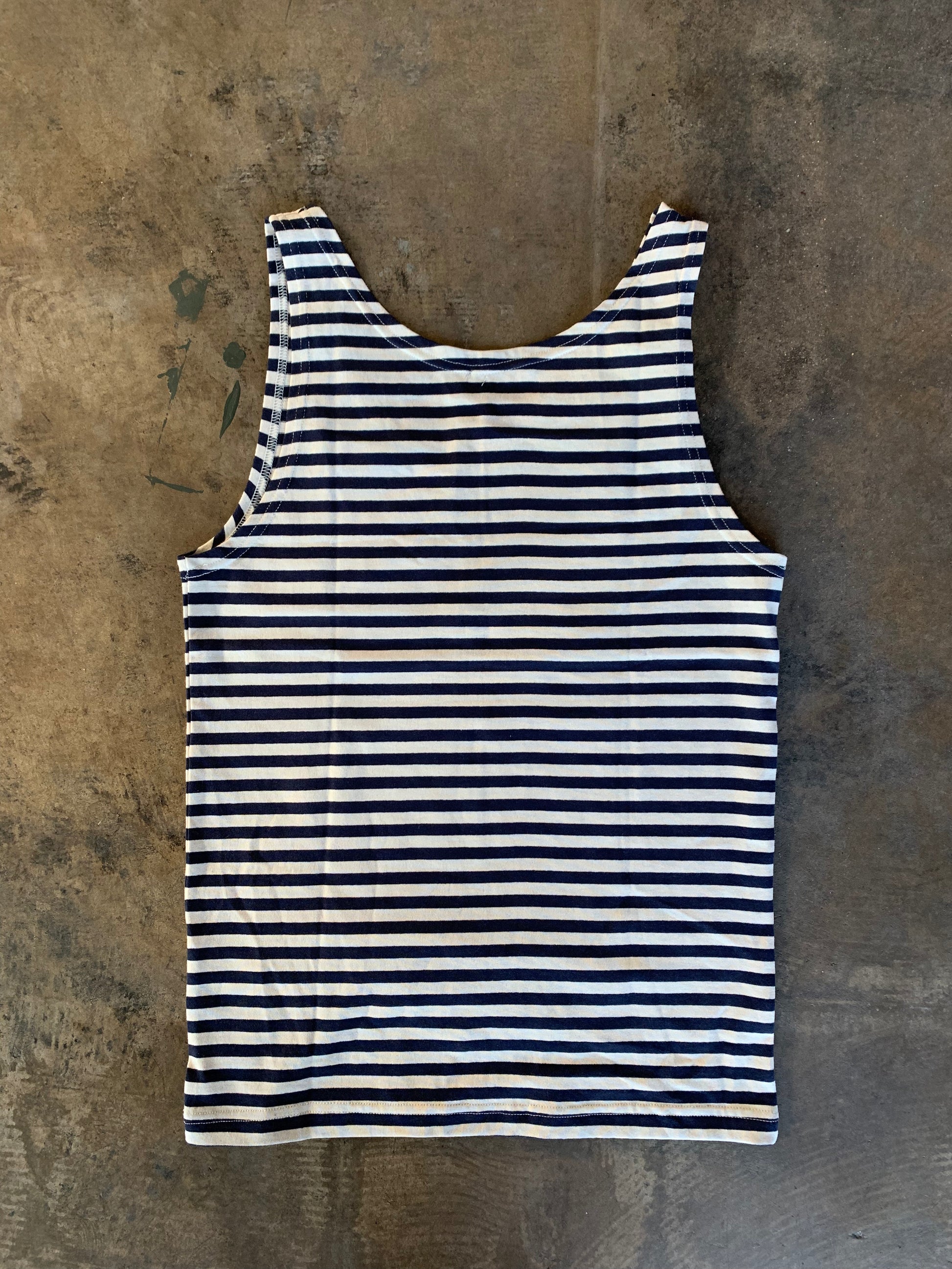 Vintage Russian Military Blue Striped Tank Undershirt XSmall Vintage Russian Military Blue Striped Tank Undershirt XSmall