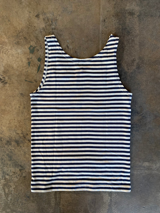 Vintage Russian Military Blue Striped Tank Undershirt