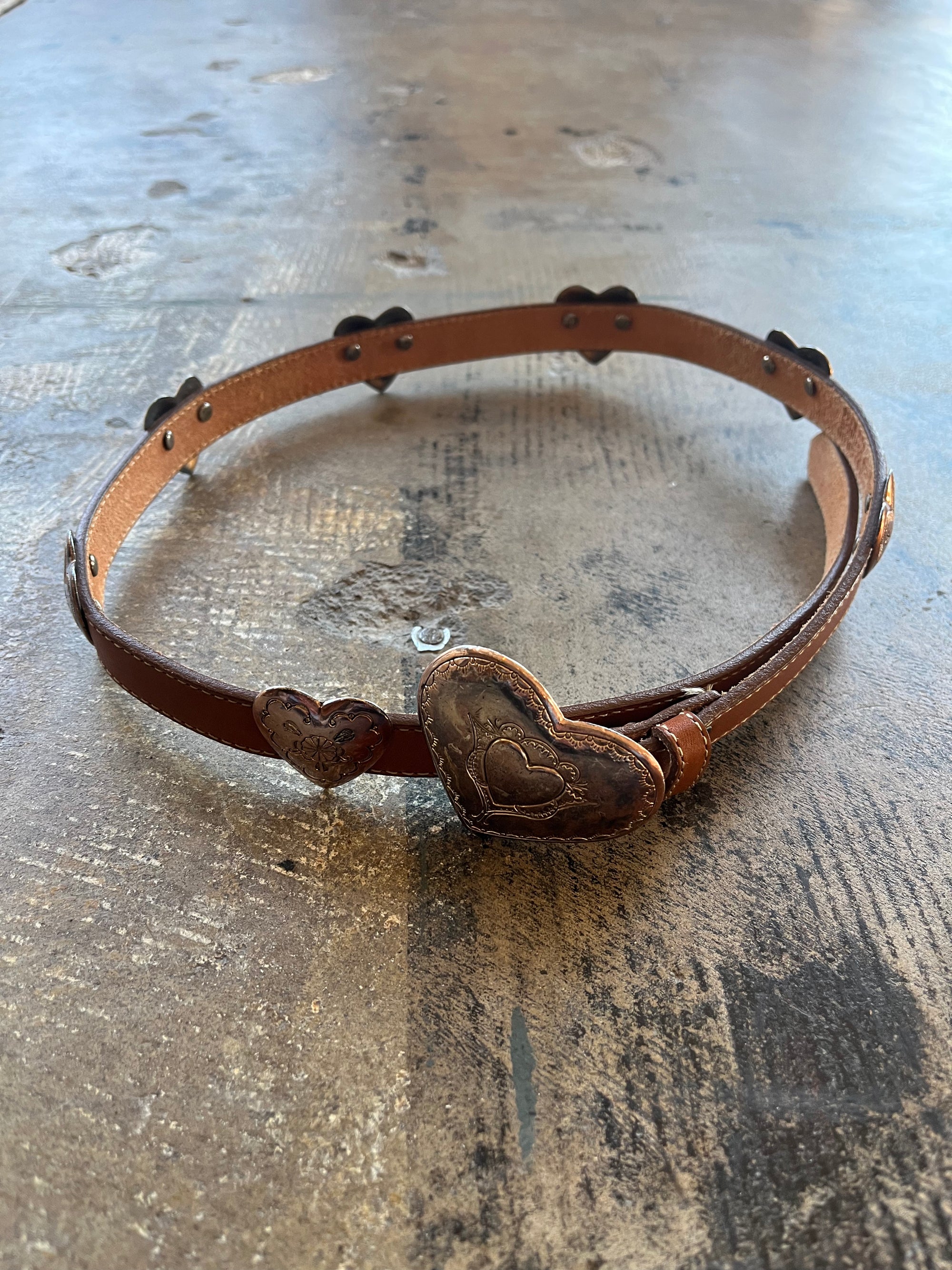 Vintage Heart Concho Leather Belt
