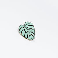 Monstera, plant, lapel pin, gold, green, vegan, cruelty free, Samantha Leung 