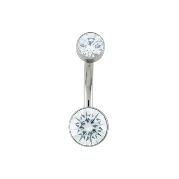 LeRoi Titanium Double Bezel Set Gem Curve White CZ