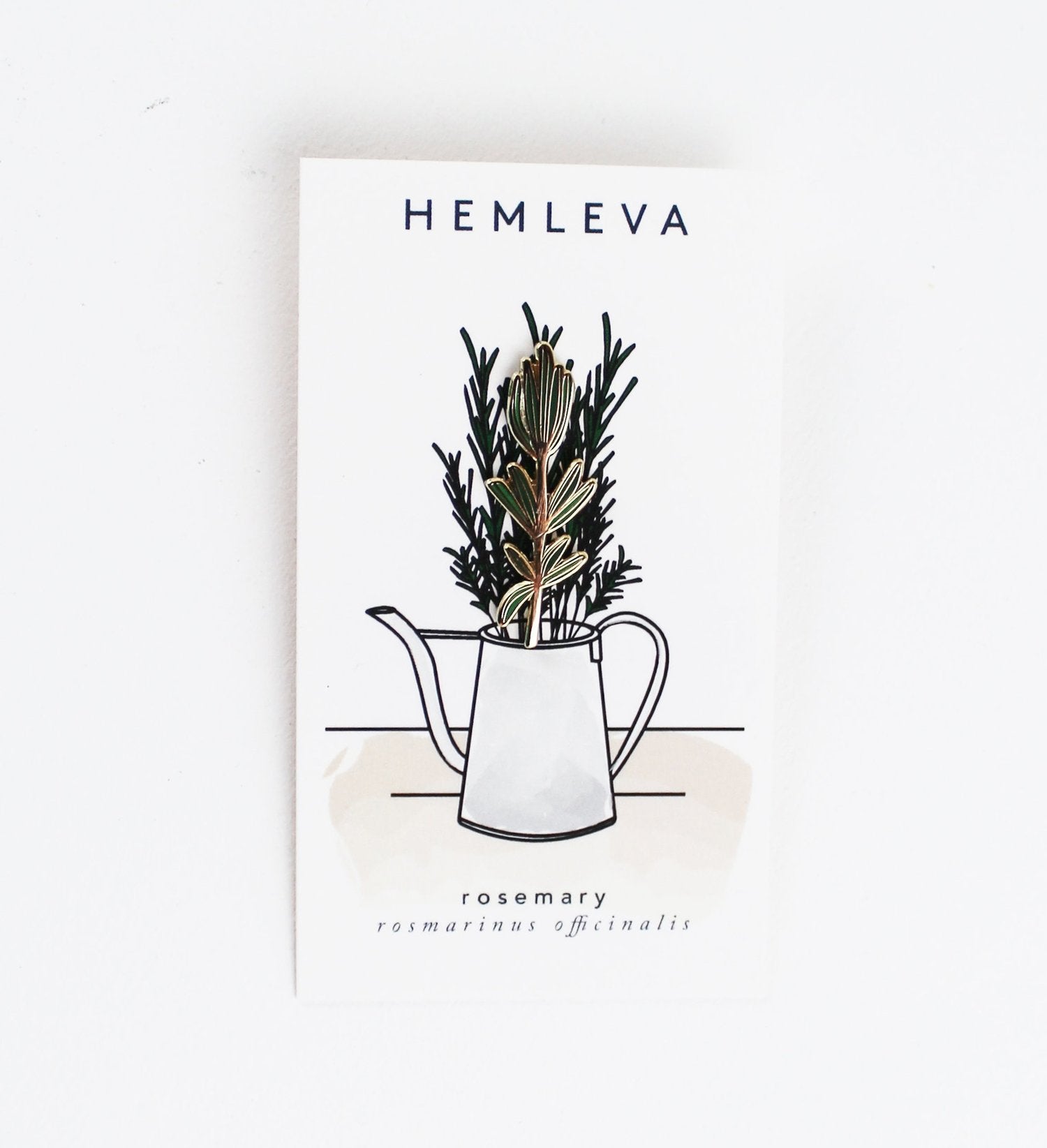 Hemleva, Samantha Leung, rosemary lapel pin, gold, vegan, cruelty free 
