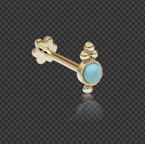 Maria Tash Turquoise Four Ball Trinity Yellow Gold