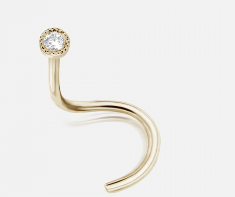Maria Tash 1.5mm Diamond Scalloped Set Nostril Screw (Bent) Gold