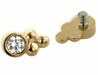 Anatometal 18k Gold Double Sabrina 2mm CZ Threadless Ends