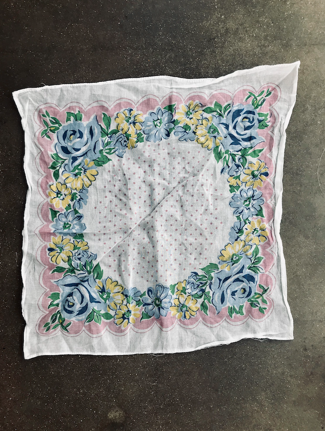 Vintage Floral Handkerchief With Polka Dots
