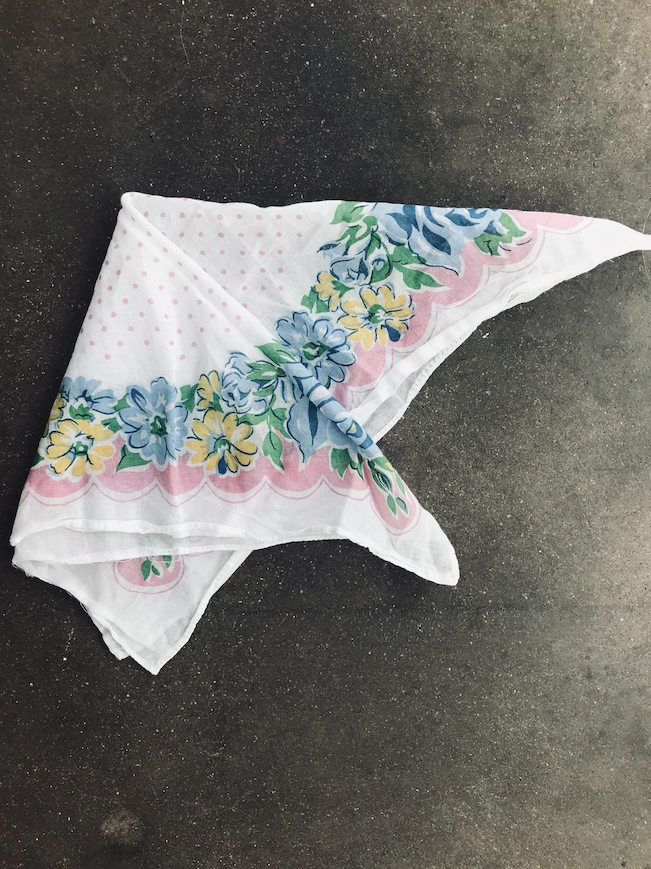 Vintage Floral Handkerchief With Polka Dots