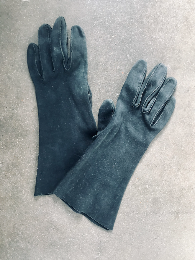 Vintage Black Cloth Gloves