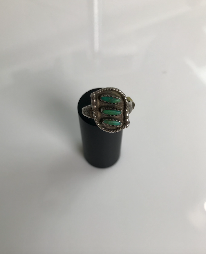 50-60s Turquoise Shadow Box Braided Ring
