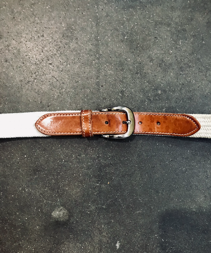 Vintage Cream And Leather Belt