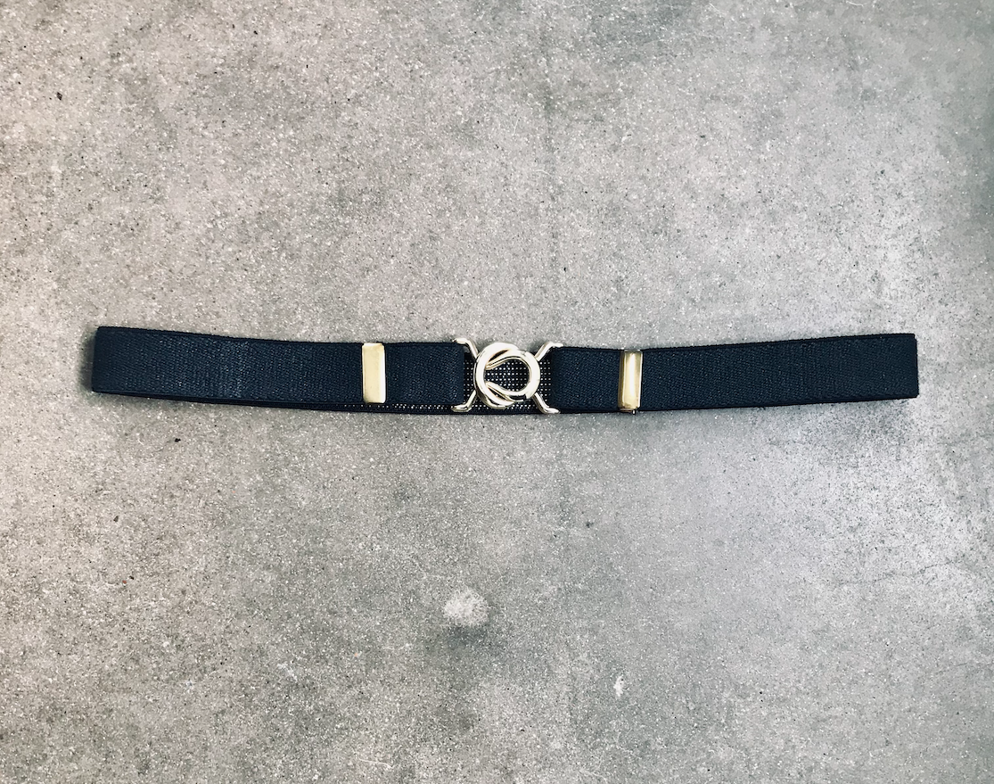 Vintage Navy Blue Belt With Gold Hardware
