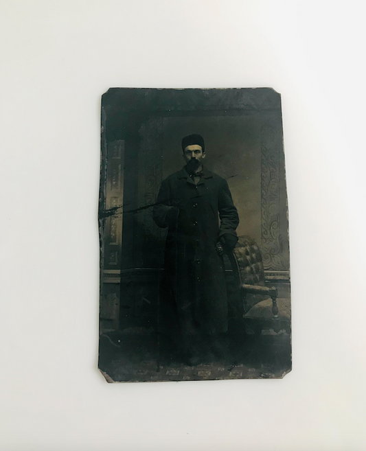 Vintage Tin Type Man In Overcoat