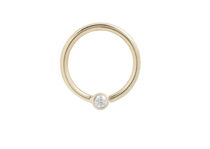 Buddha Jewelry Organics Fixed Bezel Bead Ring 3MM CZ 16G 7/16"