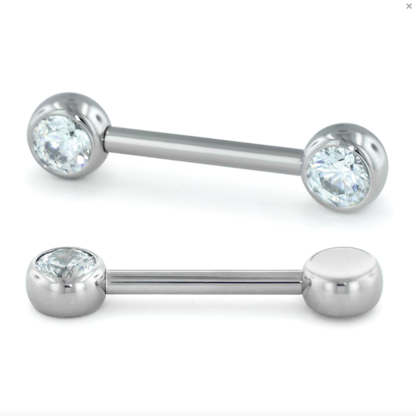 Neometal Faceted Gem Nipple Bar 14G 4MM Gem Ends
