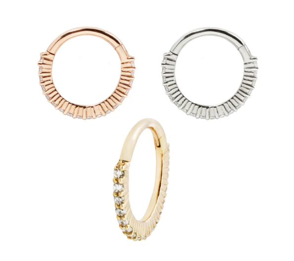 Radiant 16g CZ Solid Gold Clicker 5/16