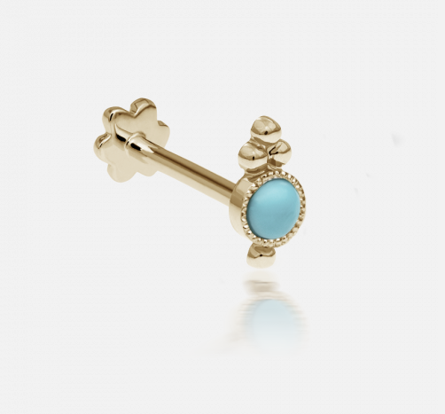 Maria Tash Turquoise Four Ball Trinity Yellow Gold