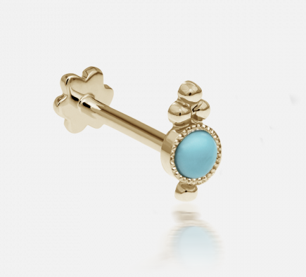 Maria Tash Turquoise Four Ball Trinity Yellow Gold
