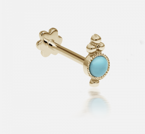 Maria Tash Turquoise Four Ball Trinity Yellow Gold
