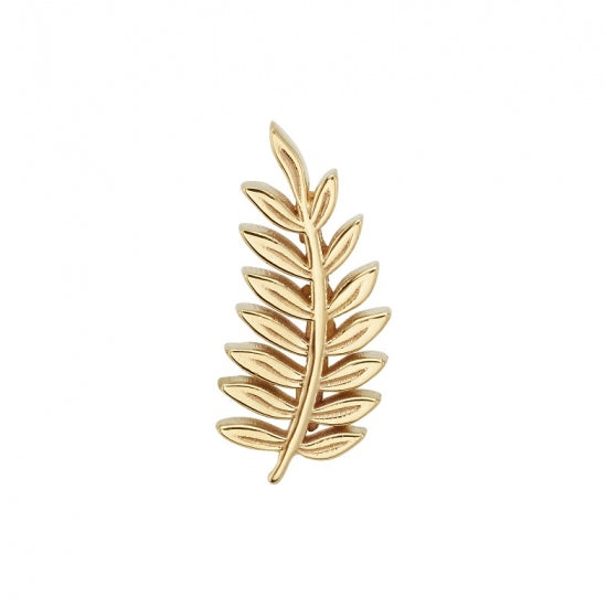 BVLA 14k Yellow Gold Threaded End with Fern (Left Curve)