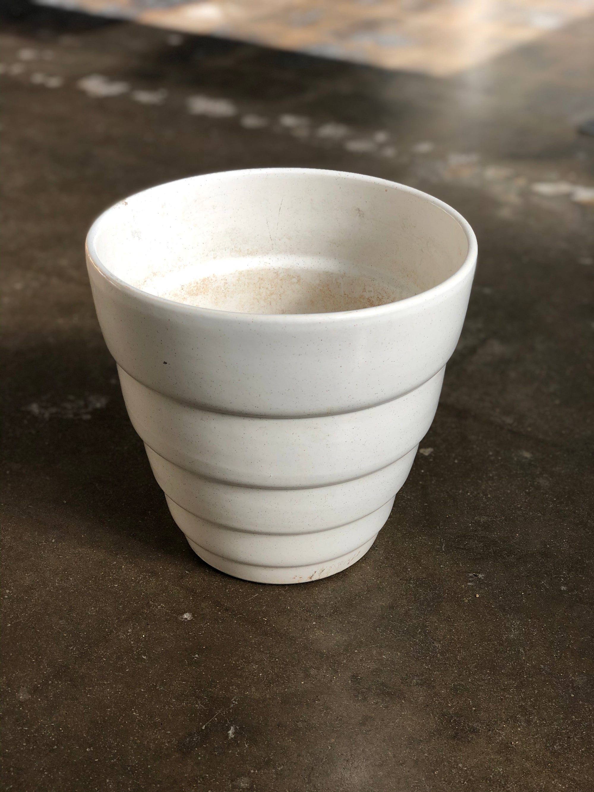 Vintage Speckled White Ceramic Planter