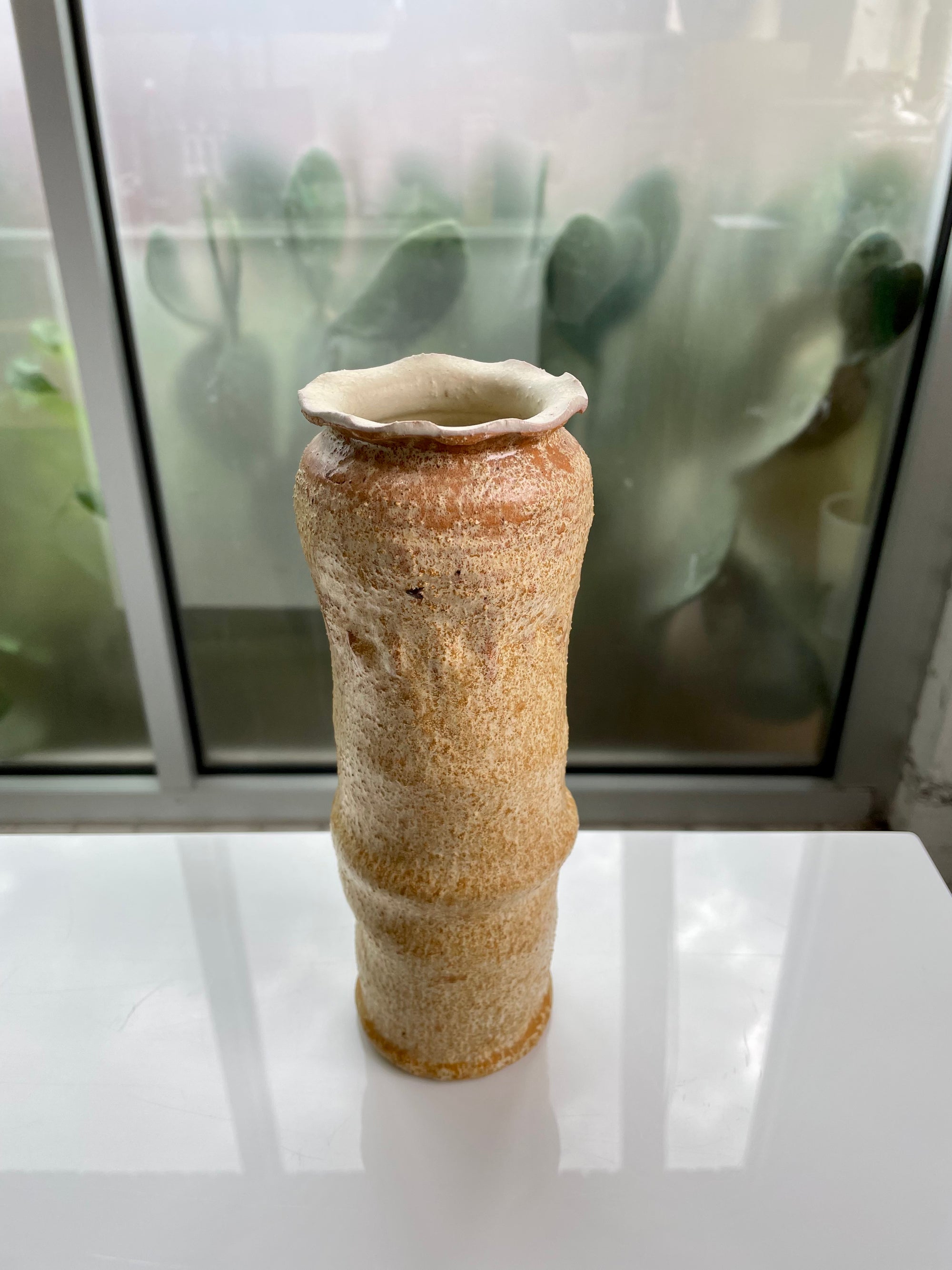 Vintage Handmade Ceramic Yellow Vase