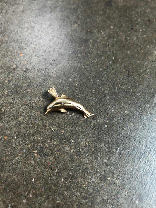 14k Yellow Gold Dolphin Charm