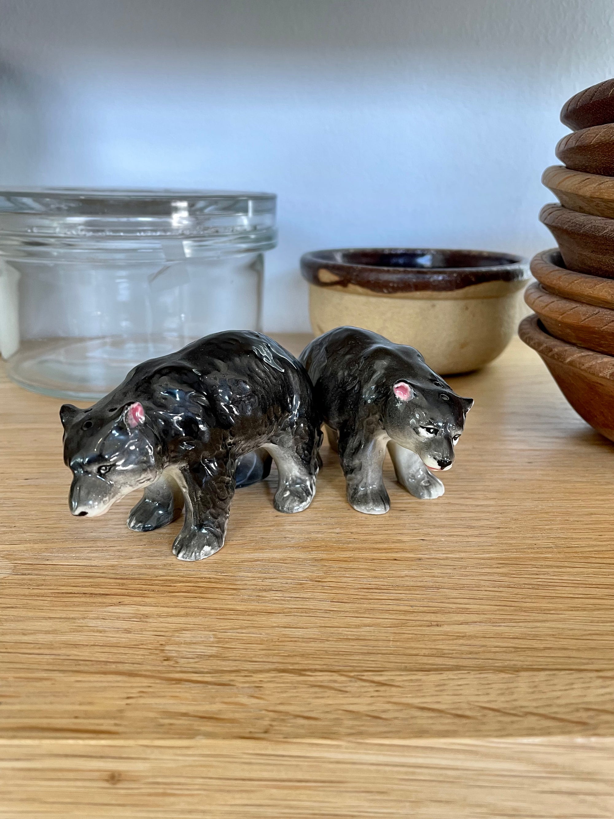 Vintage Black Salt and Pepper Shakers