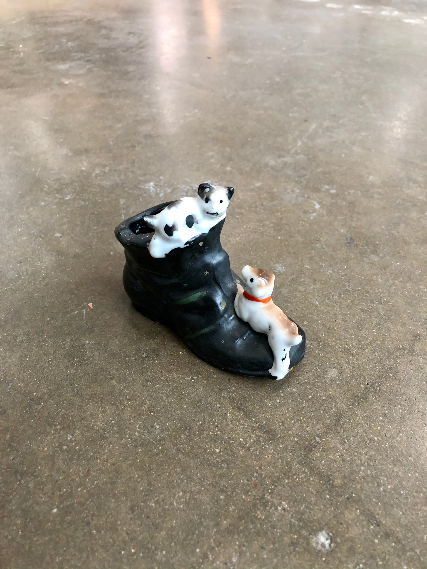 Vintage Ceramic Shoe with Pets Ashtray