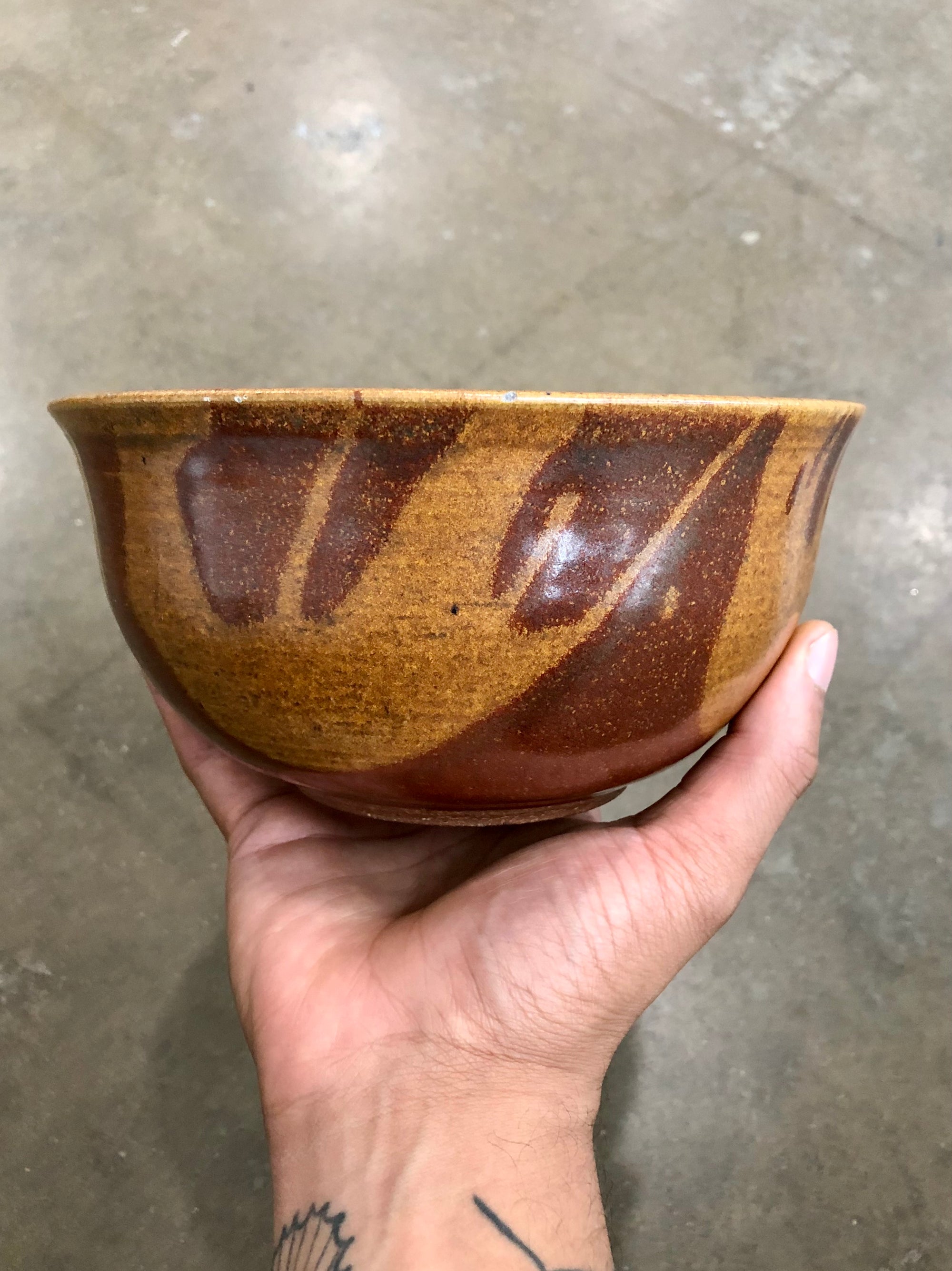 Vintage Handmade Ceramic Brown Glazed Bowl