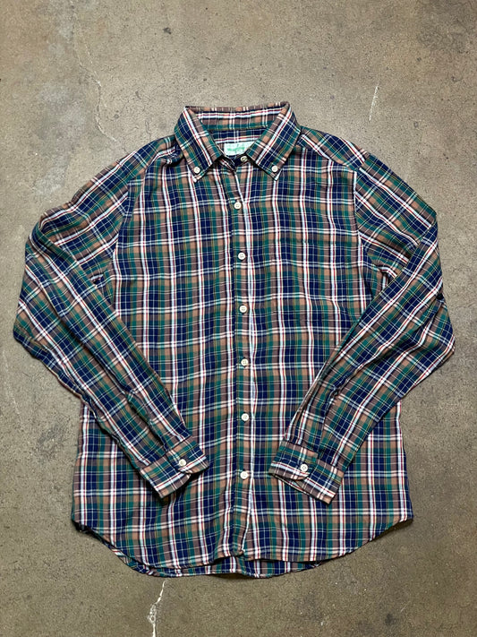 Vintage Green & Blue Plaid Wrangler Button Down