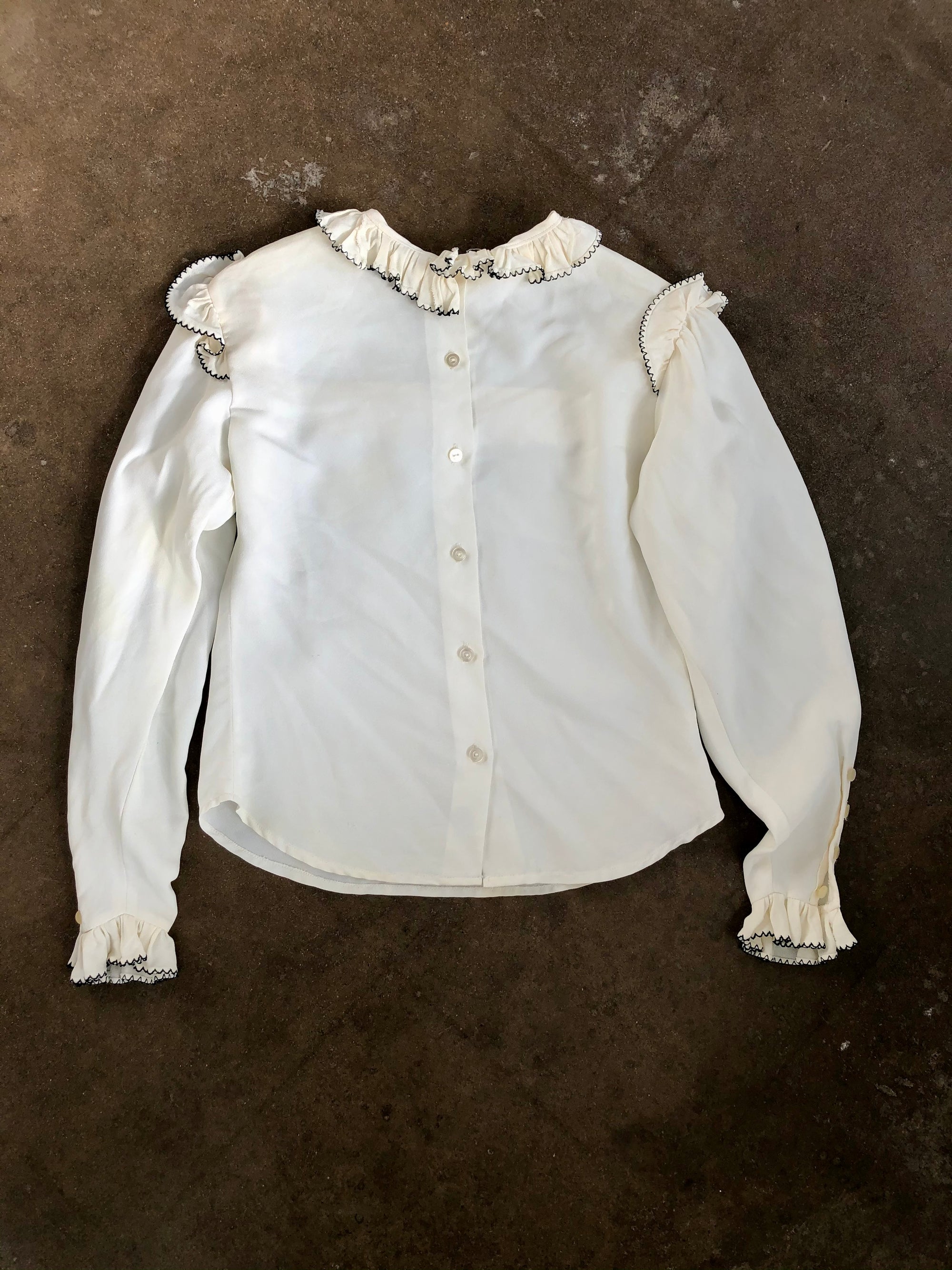 Vintage White Ruffle Blouse