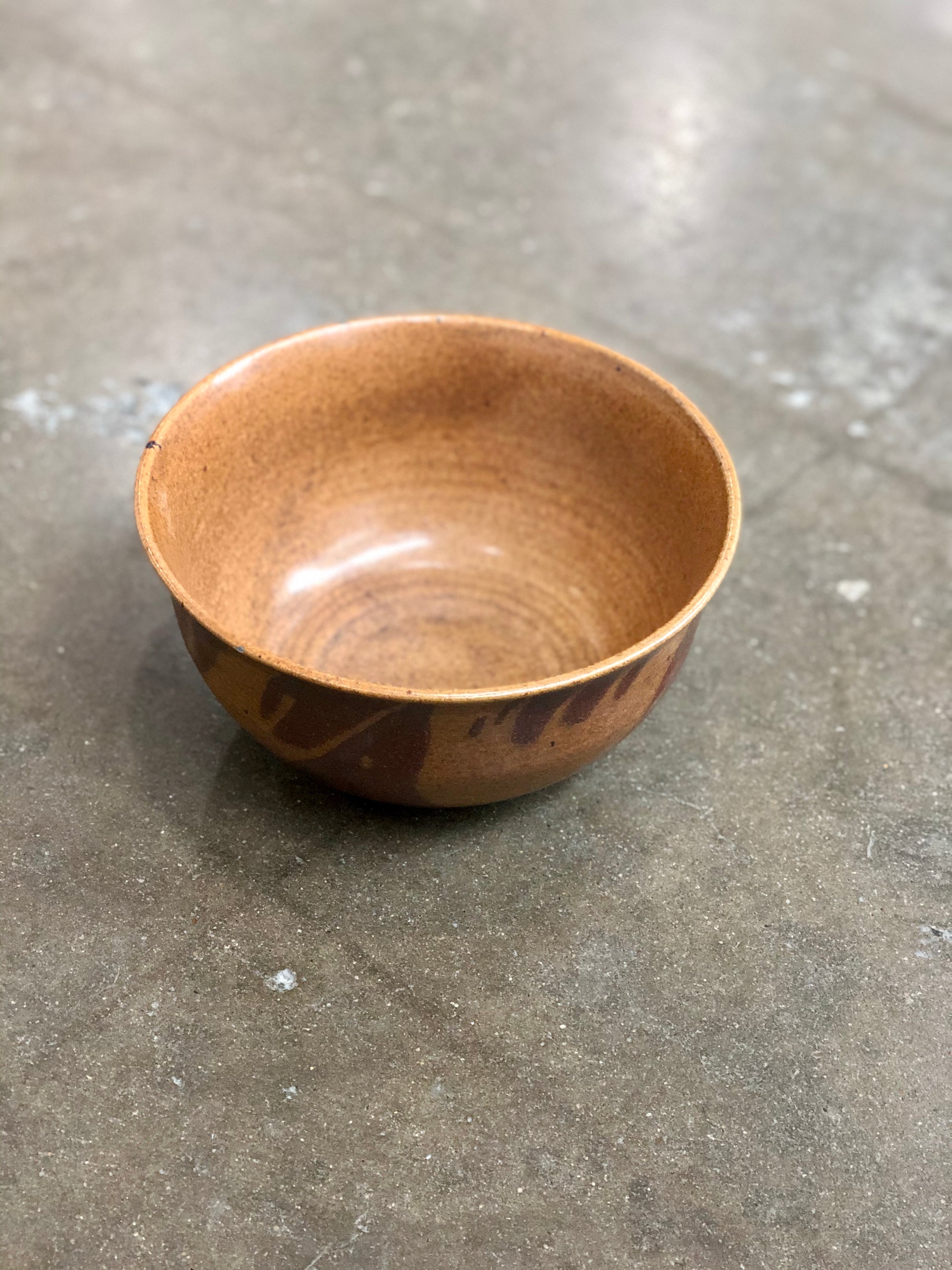 Vintage Handmade Ceramic Brown Glazed Bowl