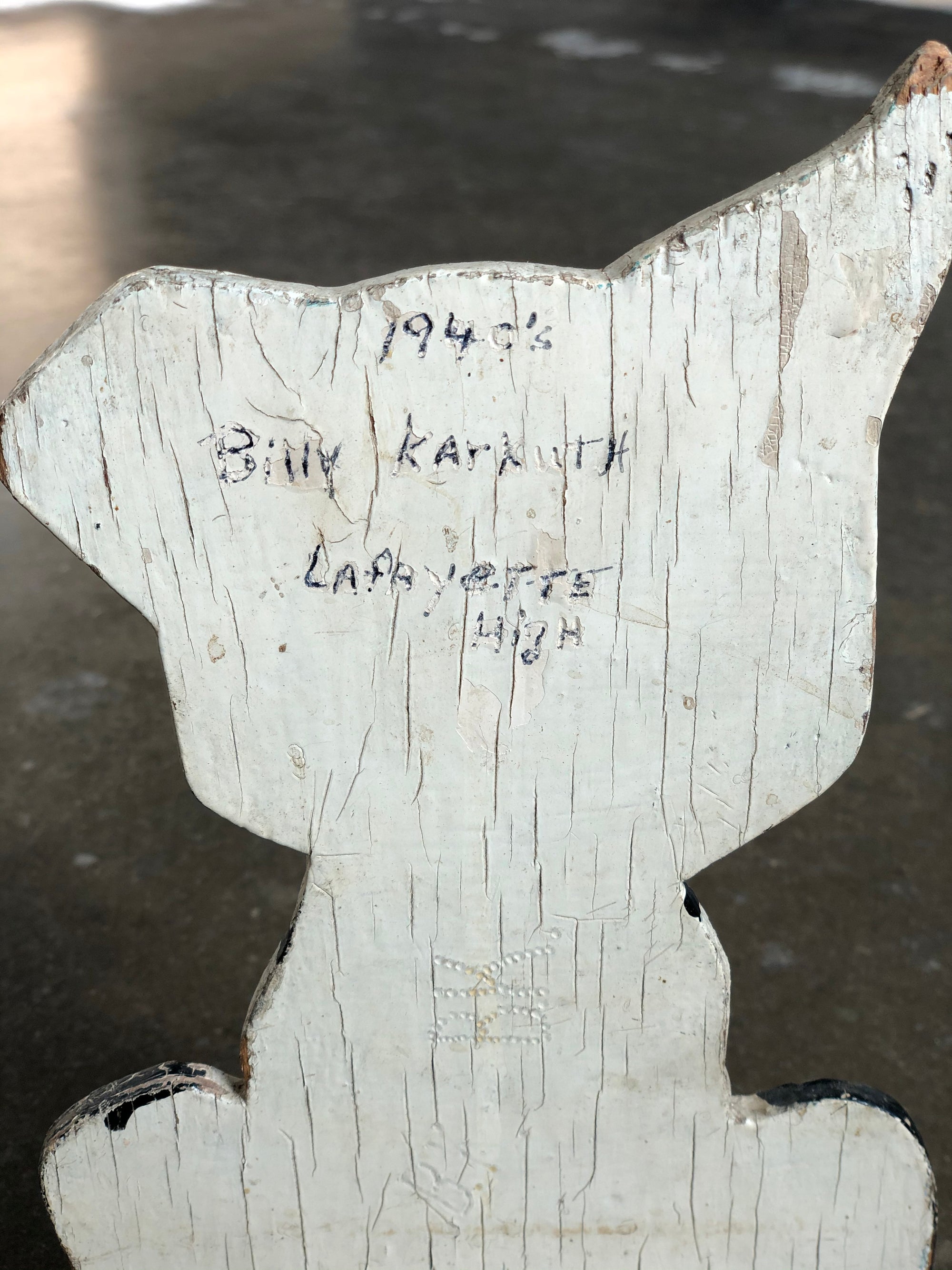 Vintage Handmade Wooden Dog Door Stop