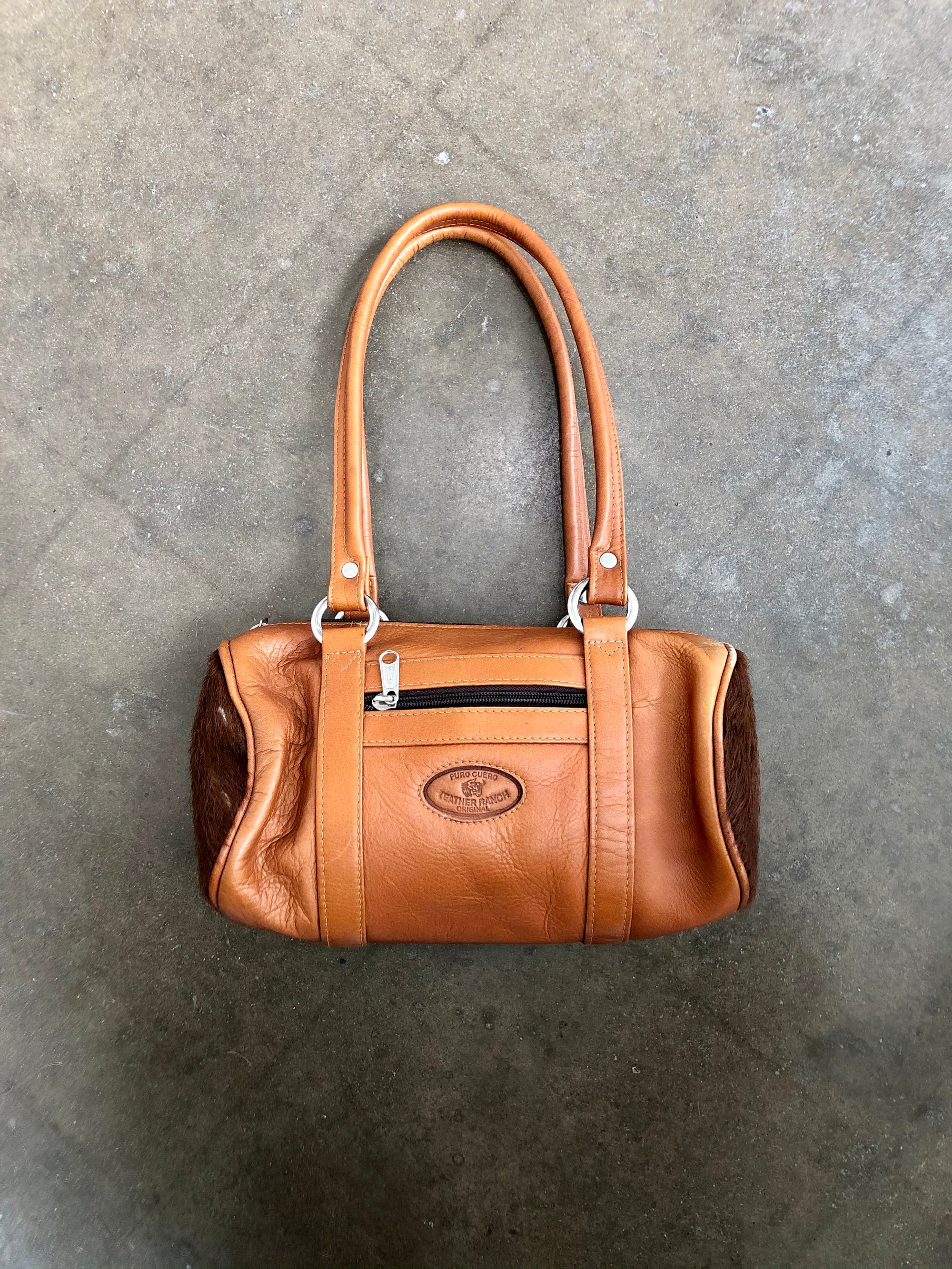 Vintage Puro Cuero Leather Barrel Bag