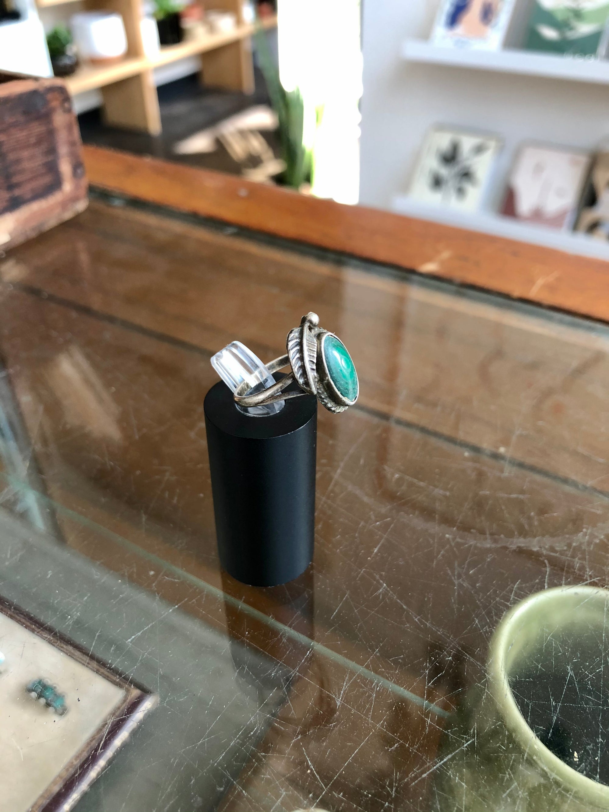 Vintage Pawn Native American Turquoise Ring With Feather