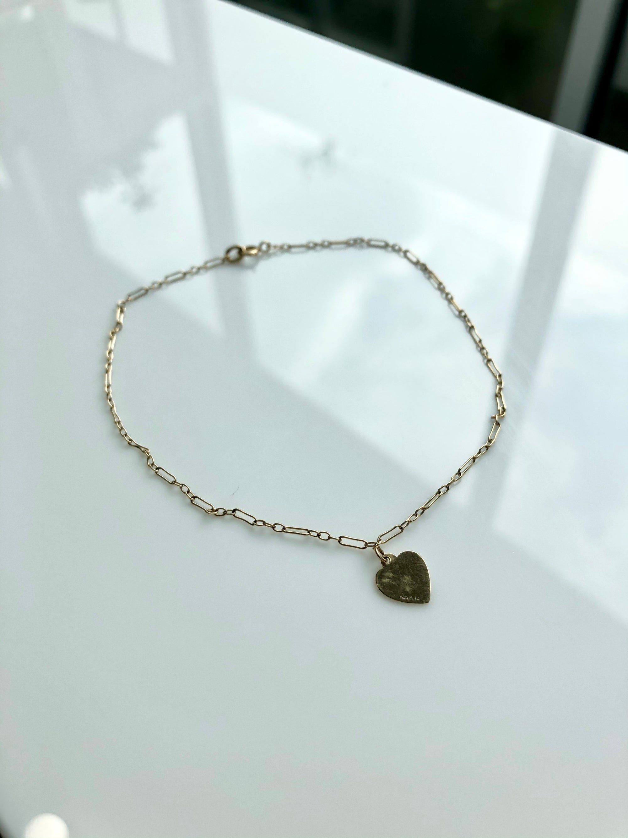 Vintage 14k Gold Anklet With Heart Charm