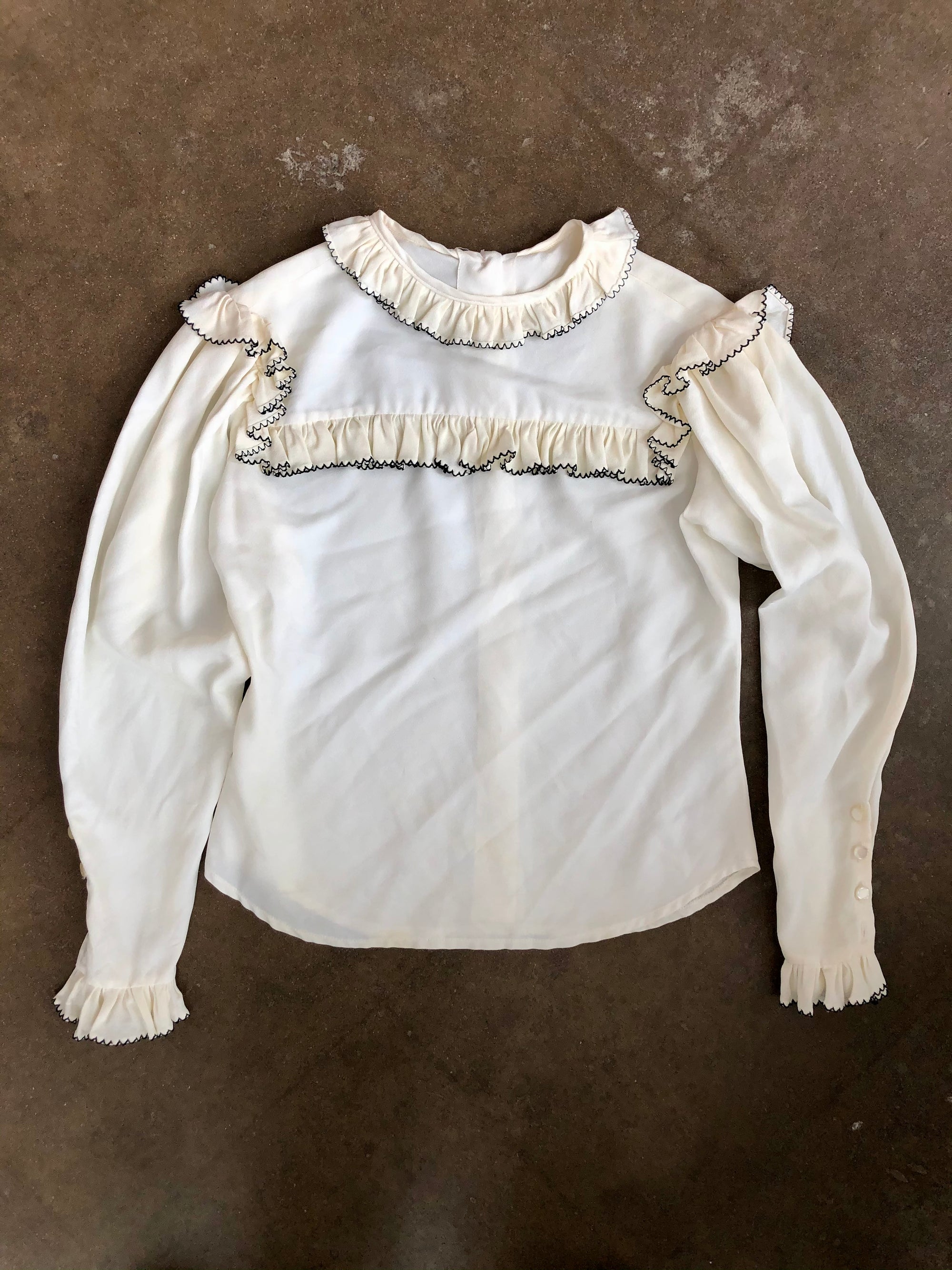 Vintage White Ruffle Blouse