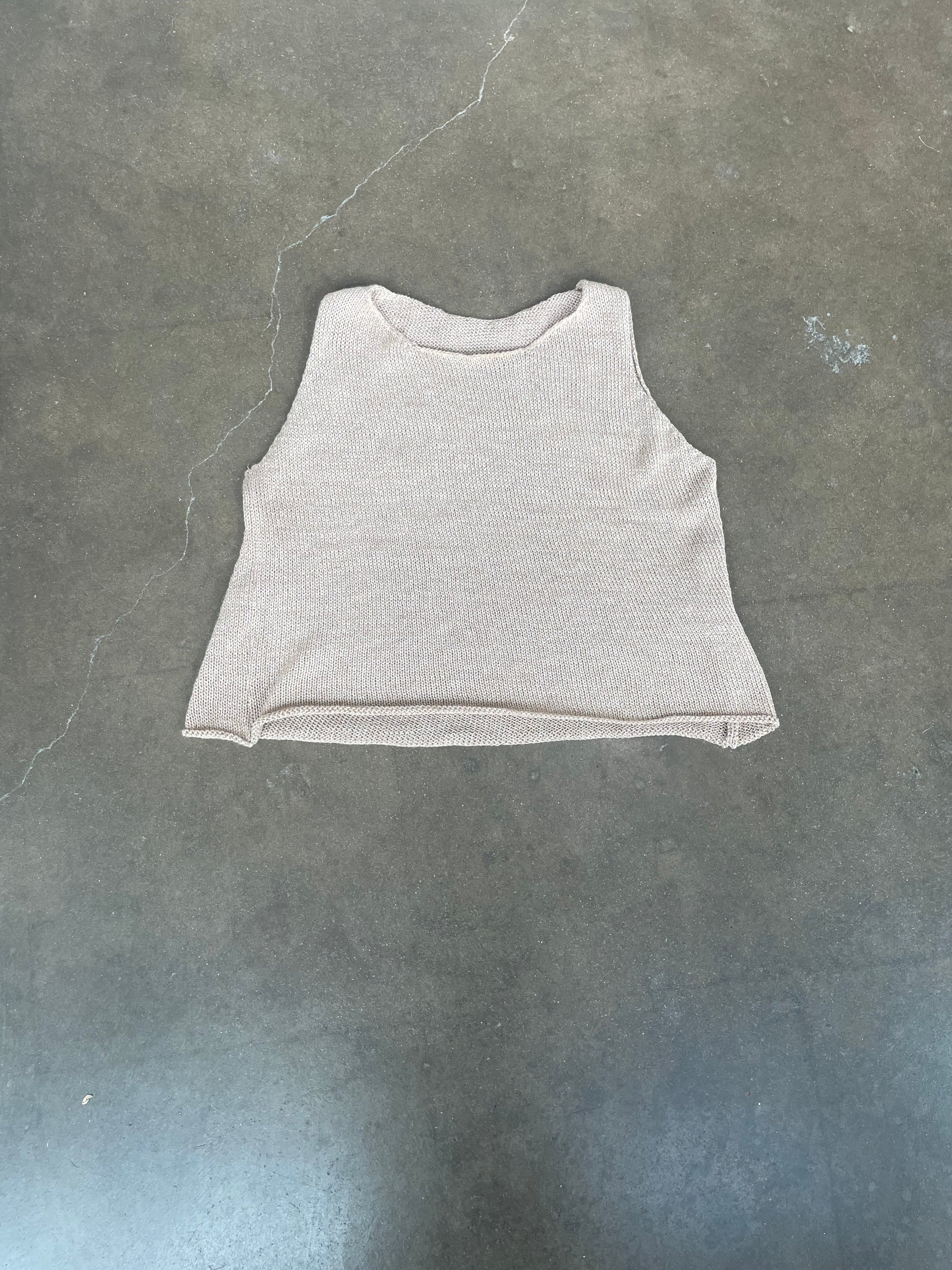 Cream Cropped Henley Tank