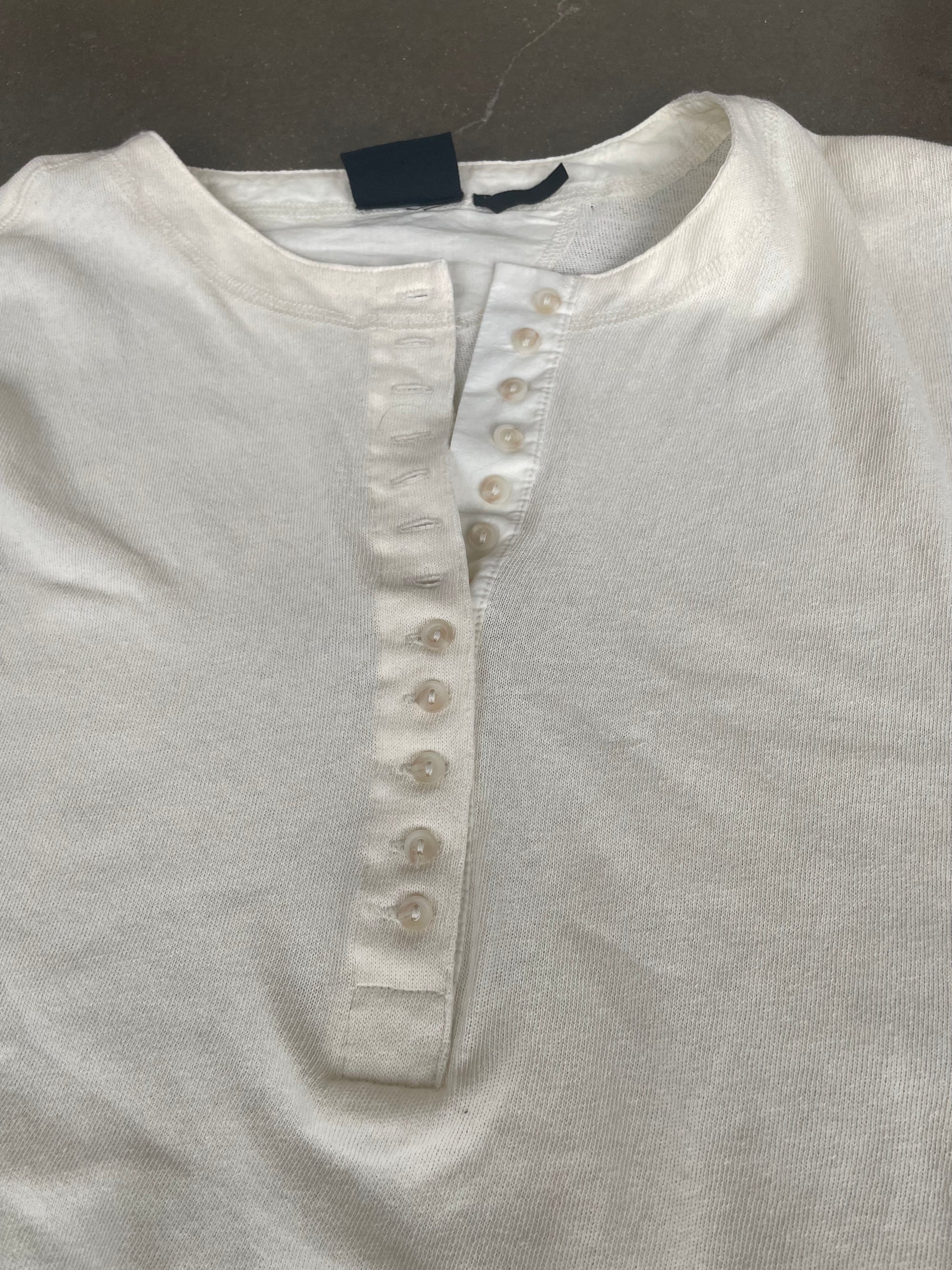 Cream Cropped Henley Tank