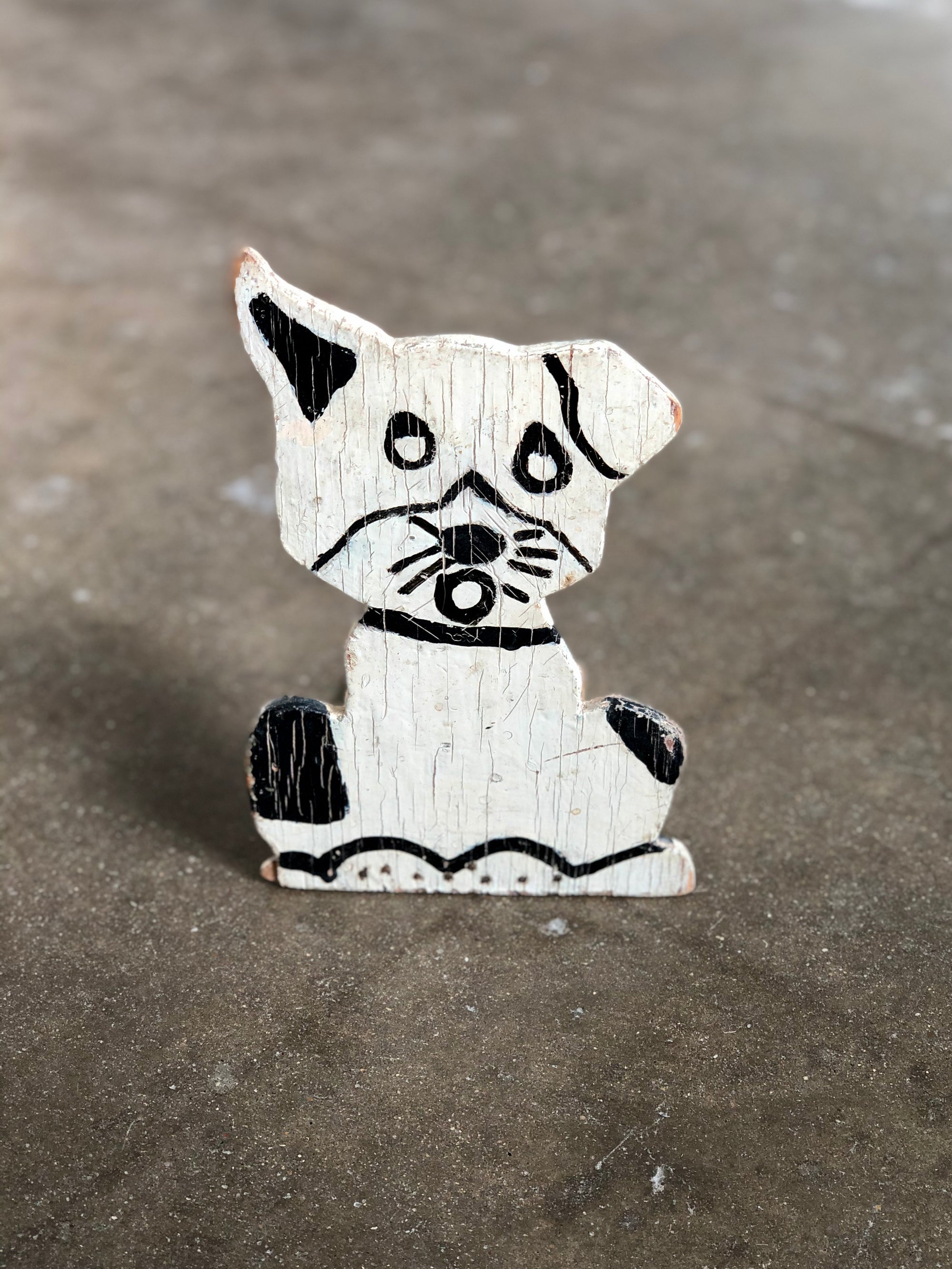 Vintage Handmade Wooden Dog Door Stop