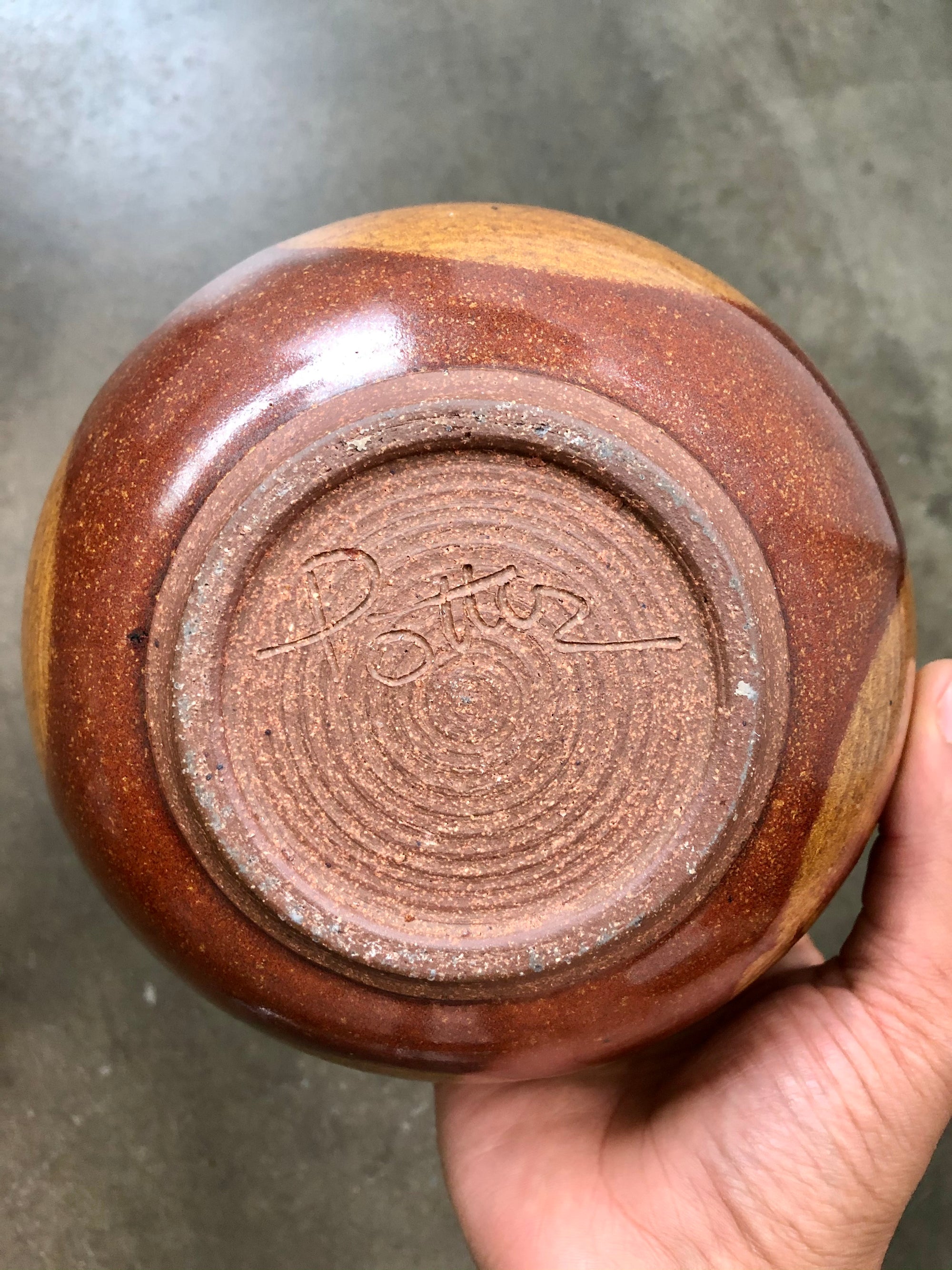Vintage Handmade Ceramic Brown Glazed Bowl